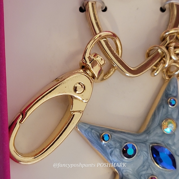 new! NWT in box! BETSEY JOHNSON key fob star magic sparkle purse charm logo tags - Picture 11 of 17